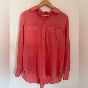 Club Monaco Coral Button Down Shirt | 100% Cotton | Size Small